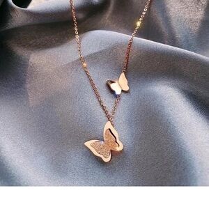 Gorgeous Rose Gold Butterfly Pendant Necklace
